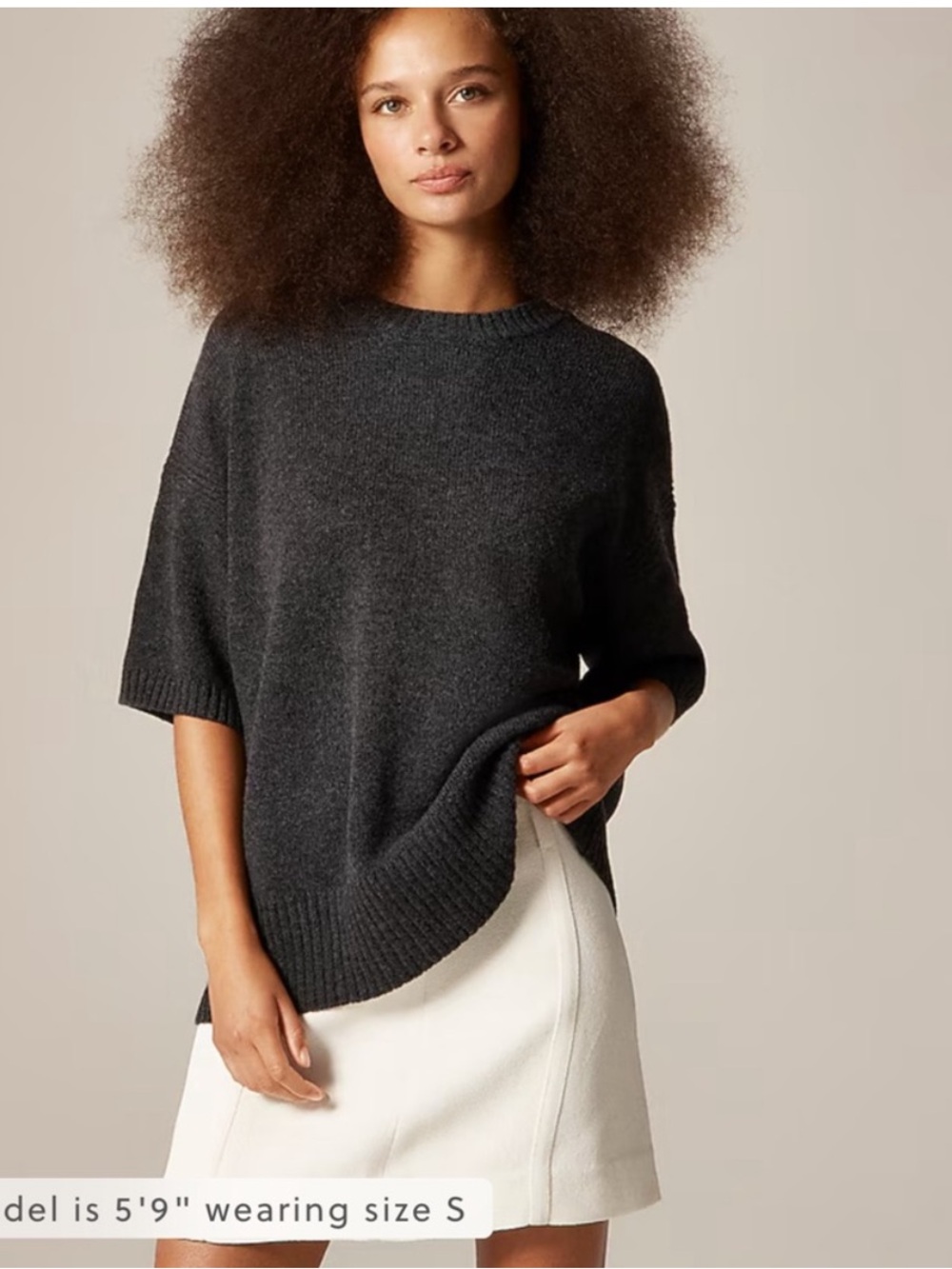 NWT J. Crew Oversized Short Sleeve Sweater-tee Vintage Wool Gray Small CM688